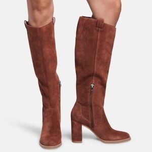 Dolce Vita knee high suede boots brandy leather heel sarie western riding